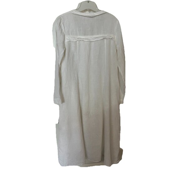 Grizas Linen Dress Size S Button Front Lagenlook Minimalist Ruched Bubble Pocket - Picture 3 of 12